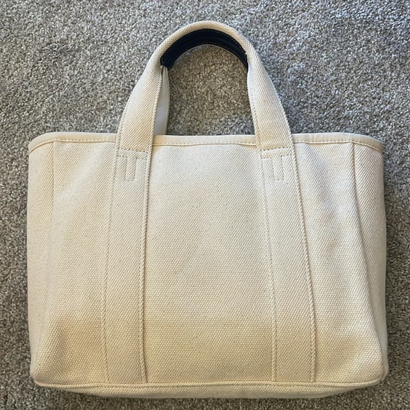 Tory Birch Mini Mercer Natural Canvas Small Tote Bag - Picture 3 of 4